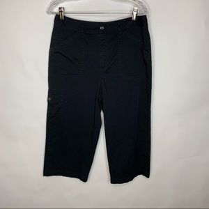 Chicos Sz 1 Medium Black Cropped Pants Stretch